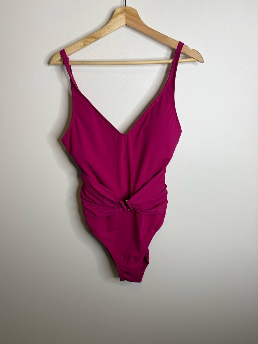 Bleu by rod beattie Women’s One-Piece Swimsuit in Deep Magenta with Knot Waist